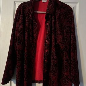 Red and Black Velvet Floral Jacket